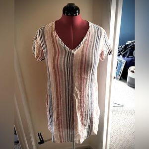 Anthropologie: Cloth and Stone linen blend striped tunic